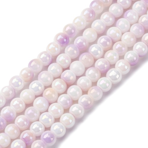 KS107 Koraliki powlekane szklane kule 4mm sznur 105szt pastelowe perłowe