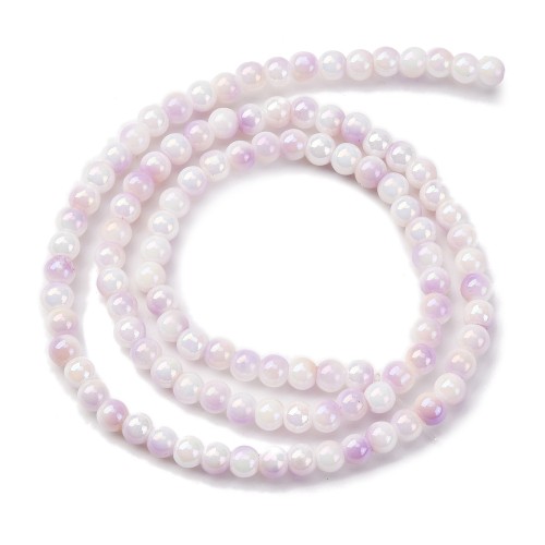 KS107 Koraliki powlekane szklane kule 4mm sznur 105szt pastelowe perłowe