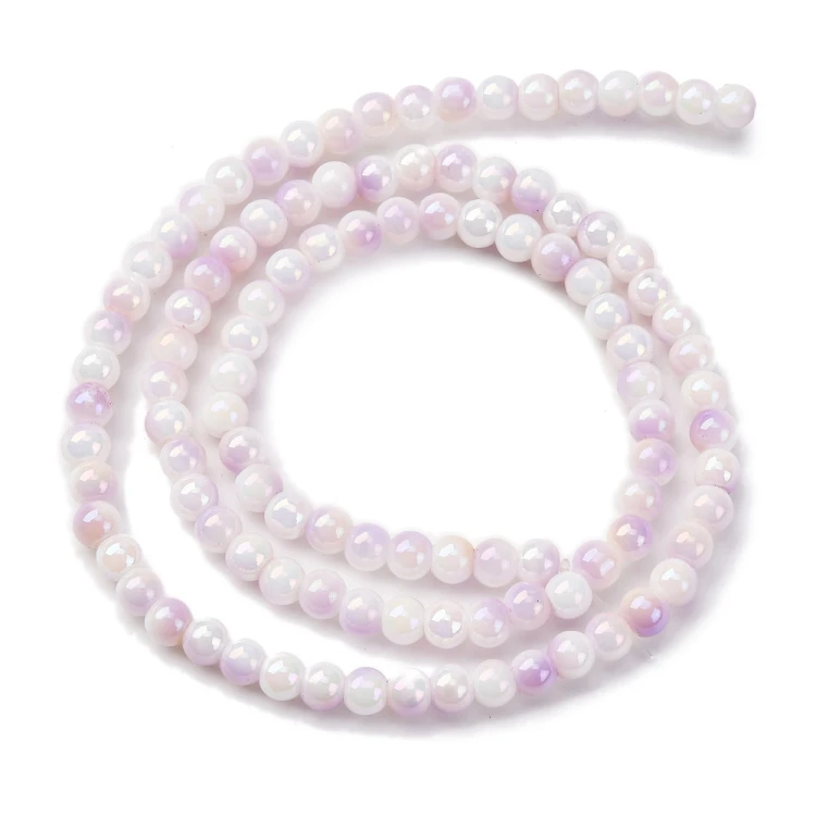 KS107 Koraliki powlekane szklane kule 4mm sznur 105szt pastelowe perłowe