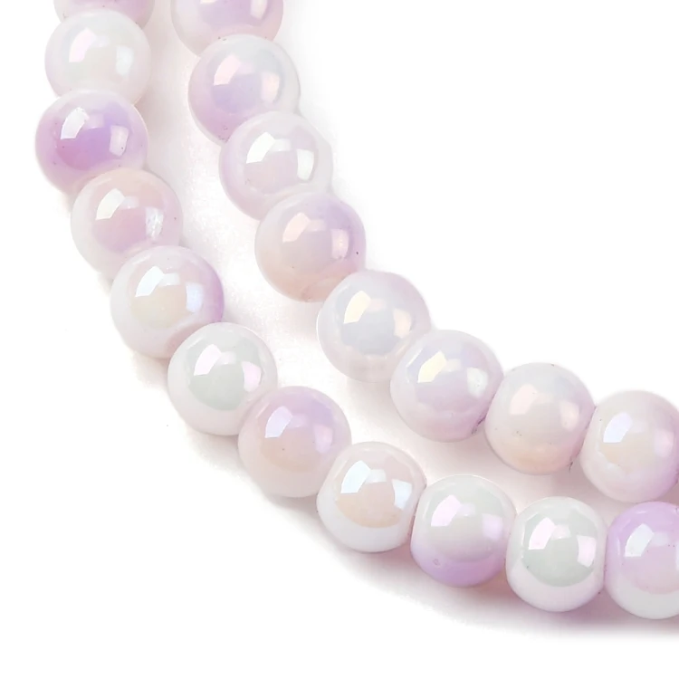 KS107 Koraliki powlekane szklane kule 4mm sznur 105szt pastelowe perłowe