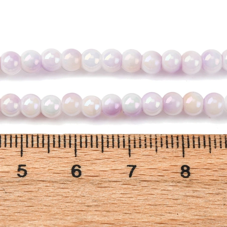 KS107 Koraliki powlekane szklane kule 4mm sznur 105szt pastelowe perłowe