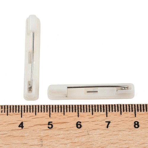 BBR51 Baza zapięcie do broszki przypinki broszka 5,5x31mm plastikowa 10szt
