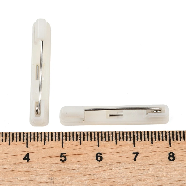 BBR51 Baza zapięcie do broszki przypinki broszka 5,5x31mm plastikowa 10szt