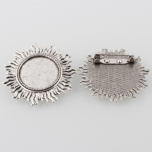 BBR53 Baza zapięcie do broszki broszka pod kaboszon 25mm - stare srebro