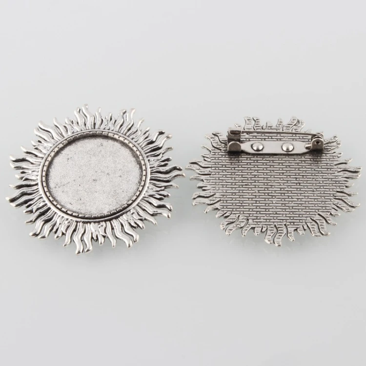 BBR53 Baza zapięcie do broszki broszka pod kaboszon 25mm - stare srebro