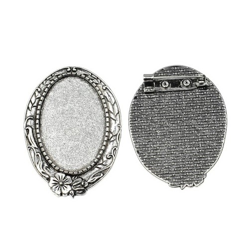 BBR54 Baza zapięcie do broszki broszka pod kaboszon 20x30mm - stare srebro