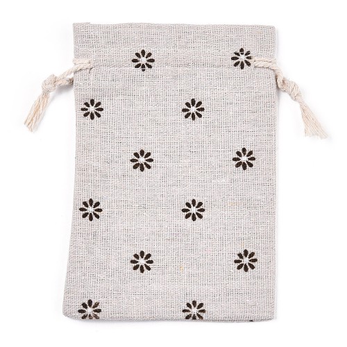 W314 Woreczek ozdobny podarunkowy z polibawełny 10x14cm kwiatuszki