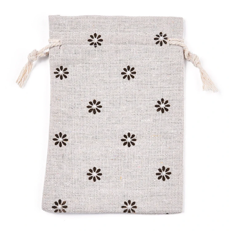 W314 Woreczek ozdobny podarunkowy z polibawełny 10x14cm kwiatuszki