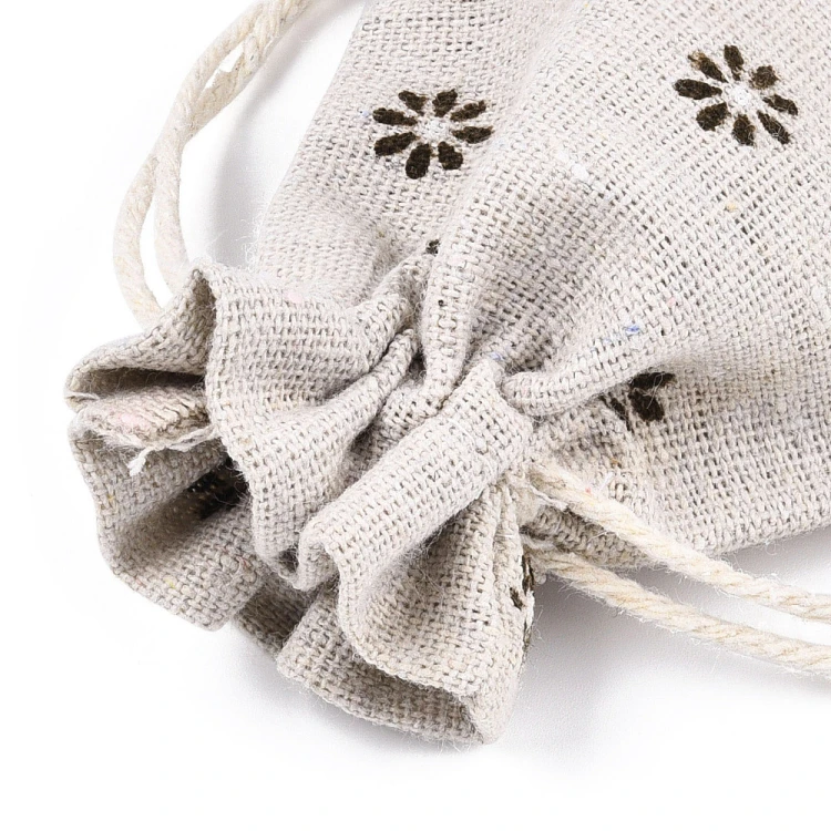 W314 Woreczek ozdobny podarunkowy z polibawełny 10x14cm kwiatuszki