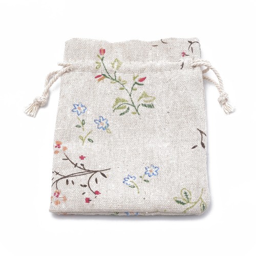 W315 Woreczek ozdobny podarunkowy z polibawełny 10x14cm gałązki