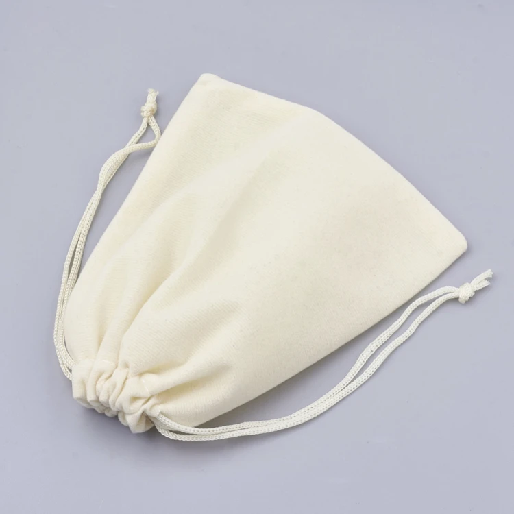 w317-10szt woreczek ozdobny podarunkowy z weluru 7x9cm- piaskowy