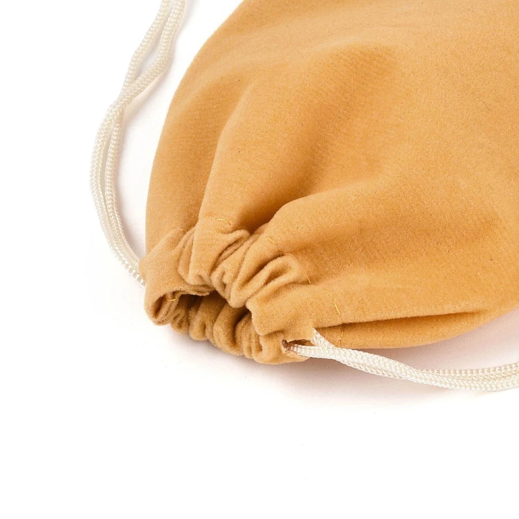 w318-10szt woreczek ozdobny podarunkowy z weluru 7x9cm- miodowy