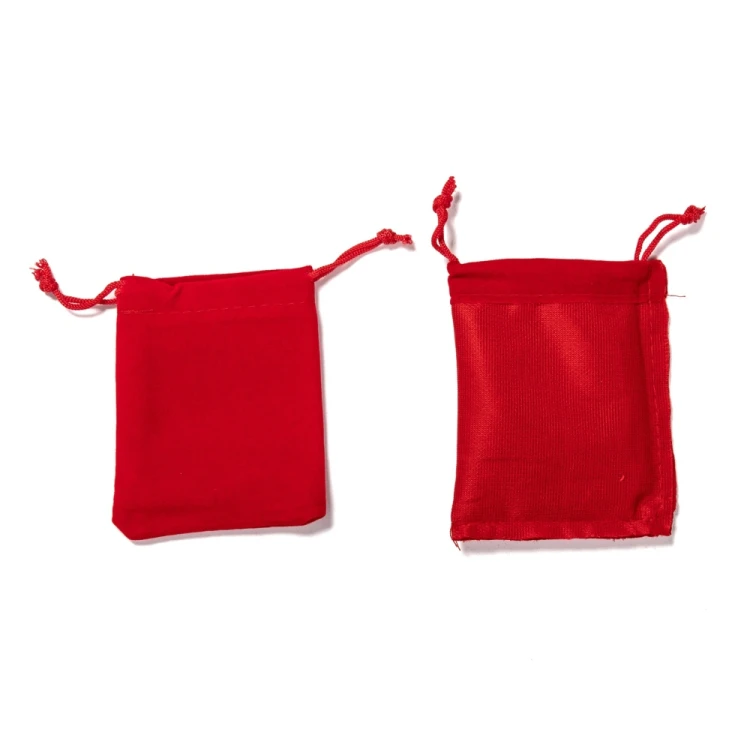 w319-10szt woreczek ozdobny podarunkowy z weluru 7x9cm- czerwony
