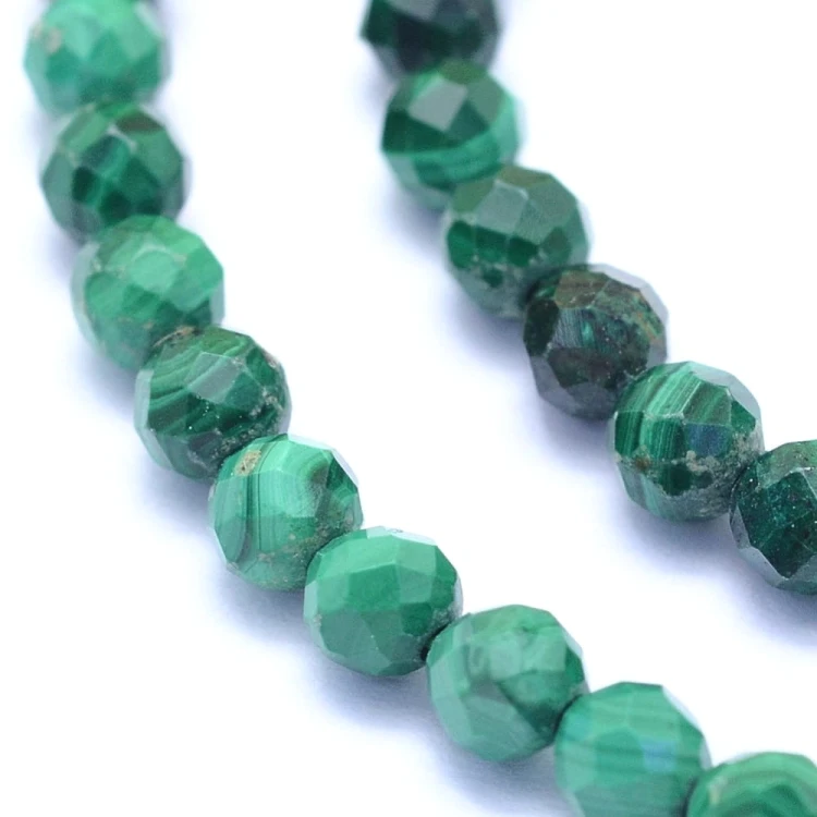 MAL22 Malachit kamień naturalny koraliki kule 4mm fasetowane sznur 94szt
