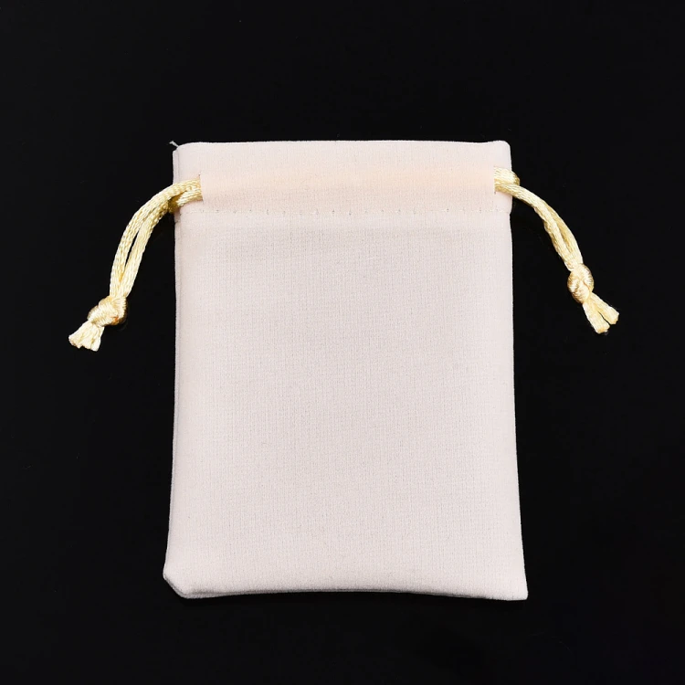 w325 woreczek ozdobny podarunkowy z weluru 7x9cm- beżowy