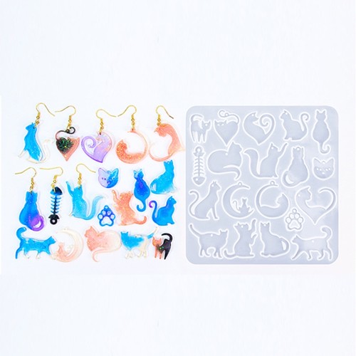 BFS719 Forma foremka silikonowa do żywic zawieszki koty kotki