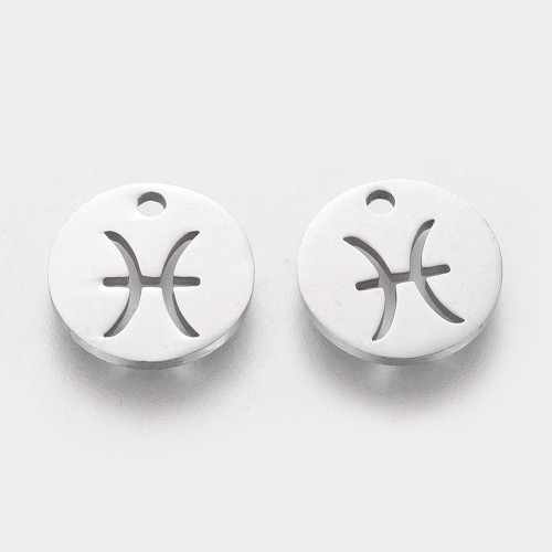 ZSS357 Zawieszka do biżuterii blaszka 12mm znak zodiaku ryby stal nierdzewna