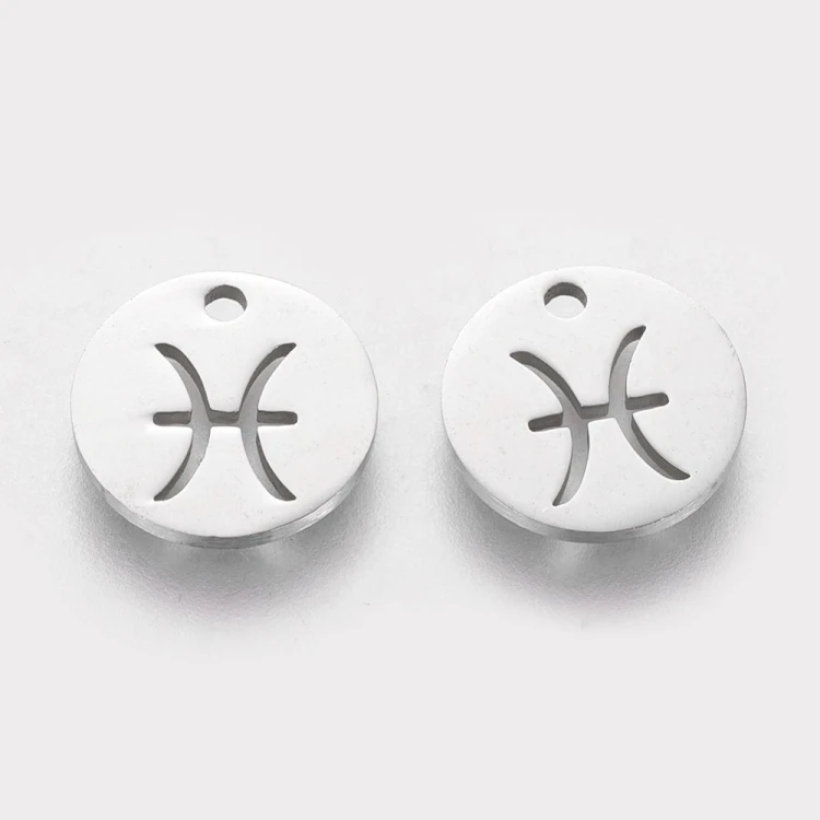 ZSS357 Zawieszka do biżuterii blaszka 12mm znak zodiaku ryby stal nierdzewna
