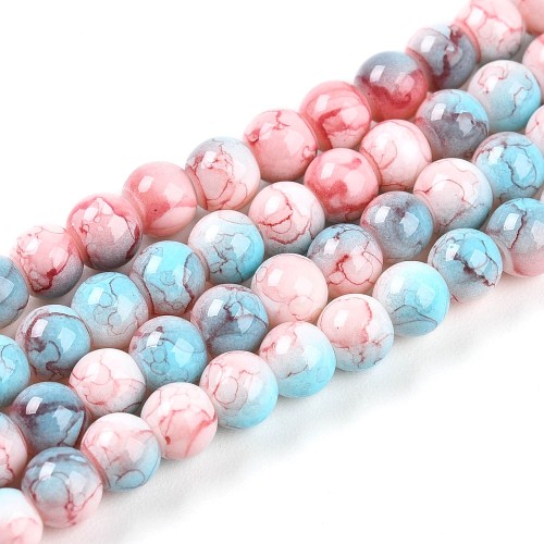 KS100 Koraliki szklane kule 4mm lakierowane sznur 200szt