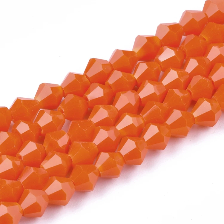 BIC176 Koraliki szklane szlifowane bicone 4mm kryształki sznur 78szt pomarańczowe