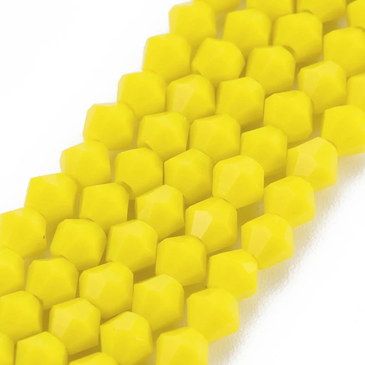 BIC179 Koraliki szklane szlifowane bicone 4mm kryształki sznur 78szt żółte