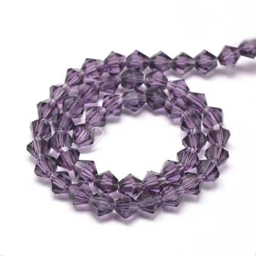 BIC190 Koraliki szklane szlifowane bicone 4mm kryształki sznur 78szt fioletowe