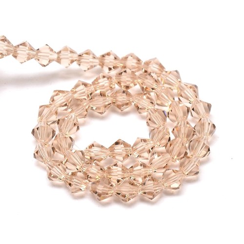 BIC195 Koraliki szklane szlifowane bicone 4mm kryształki sznur 78szt brzoskwiniowe