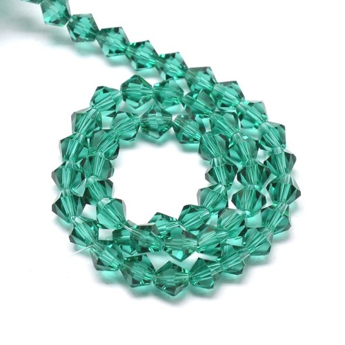 BIC194 Koraliki szklane szlifowane bicone 4mm kryształki sznur 78szt zielone