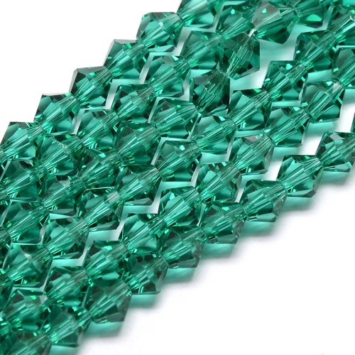 BIC194 Koraliki szklane szlifowane bicone 4mm kryształki sznur 78szt zielone
