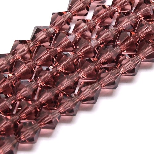 BIC191 Koraliki szklane szlifowane bicone 4mm kryształki sznur 78szt burgundowe