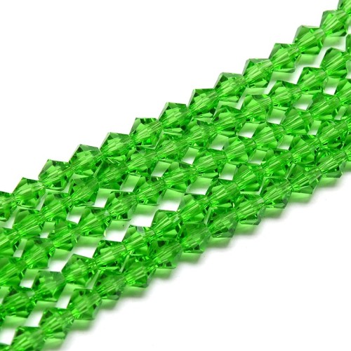 BIC189 Koraliki szklane szlifowane bicone 4mm kryształki sznur 78szt zielone