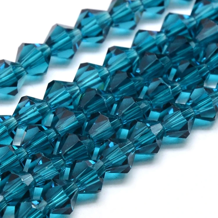 BIC188 Koraliki szklane szlifowane bicone 4mm kryształki sznur 78szt szmaragdowe