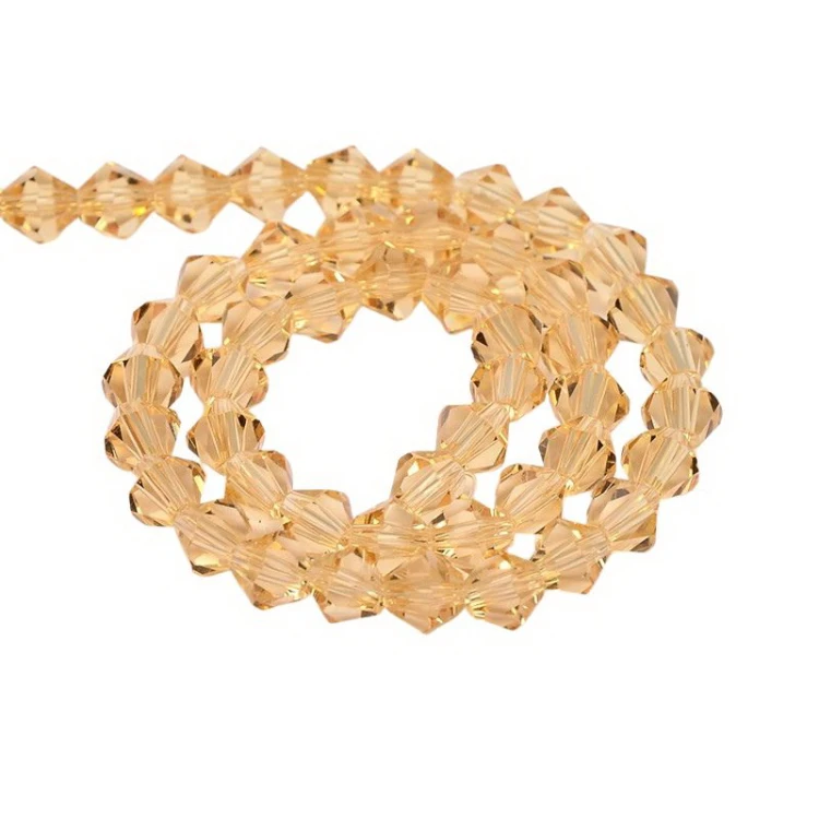 BIC198 Koraliki szklane szlifowane bicone 4mm kryształki sznur 78szt j.brązowe