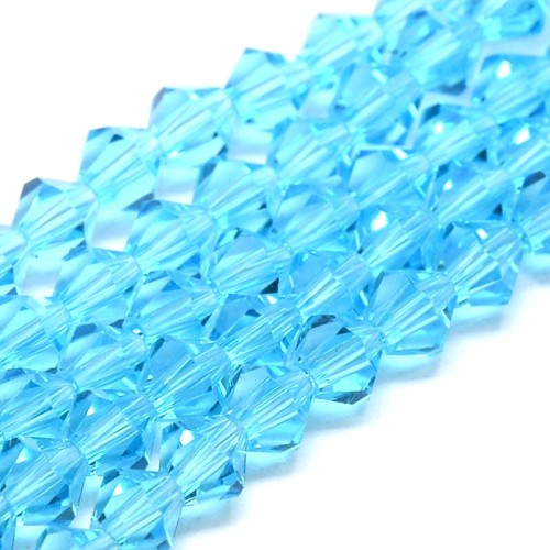 BIC199 Koraliki szklane szlifowane bicone 4mm kryształki sznur 78szt lazurowe