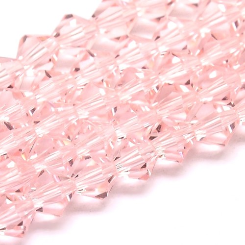 BIC197 Koraliki szklane szlifowane bicone 4mm kryształki sznur 78szt różowe