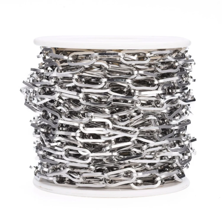 LAN229 Łańcuszek spinacze paperclips 6x13,5mm 1m długie ogniwa stal nierdzewna