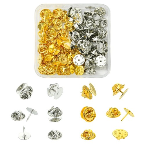 bpi15 Zapięcie baza 8x6mm do przypinki broszki pin 50szt mosiądz - złote platynowe