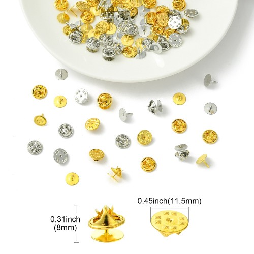 bpi15 Zapięcie baza 8x6mm do przypinki broszki pin 50szt mosiądz - złote platynowe