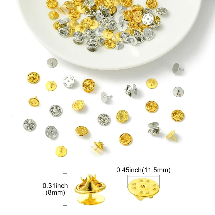 bpi15 Zapięcie baza 8x6mm do przypinki broszki pin 50szt mosiądz - złote platynowe