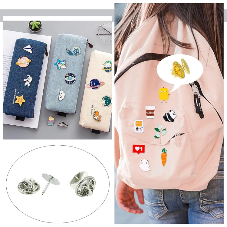 bpi15 Zapięcie baza 8x6mm do przypinki broszki pin 50szt mosiądz - złote platynowe