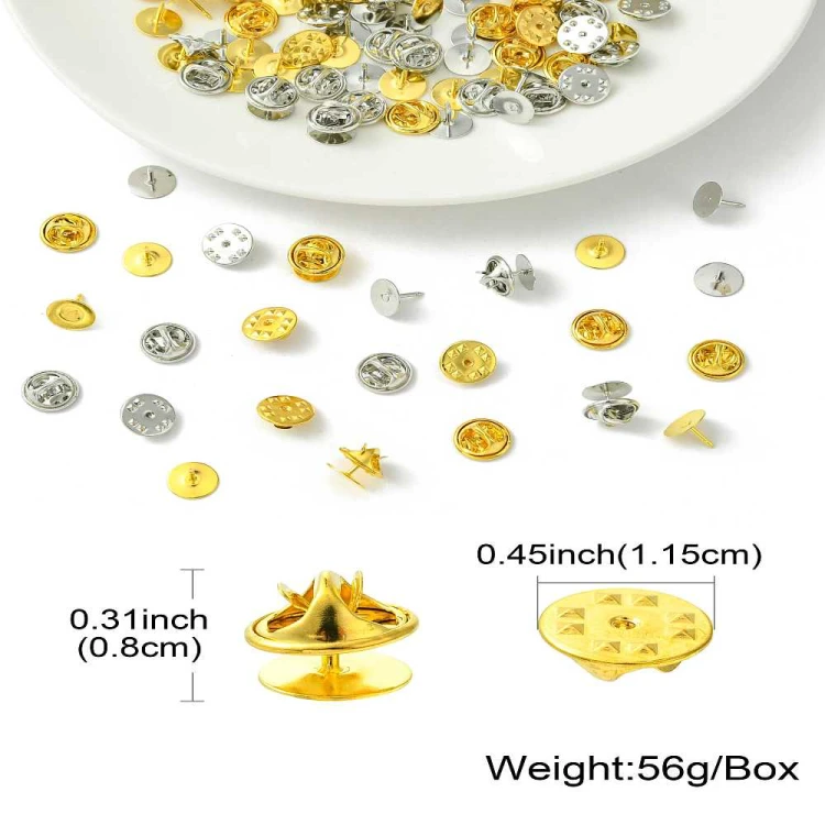 bpi15 Zapięcie baza 8x6mm do przypinki broszki pin 50szt mosiądz - złote platynowe