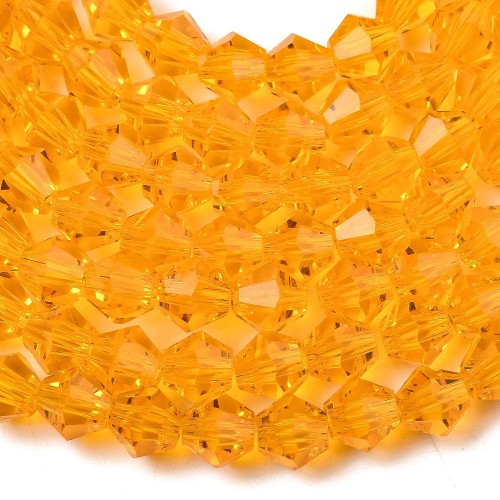 BIC207 Koraliki szklane szlifowane bicone 6mm kryształki sznur 45szt pomarańczowe
