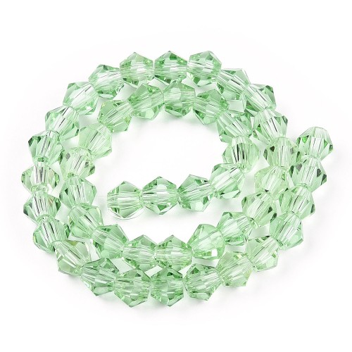 BIC208 Koraliki szklane szlifowane bicone 6mm kryształki sznur 45szt zielone