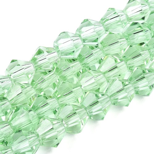 BIC208 Koraliki szklane szlifowane bicone 6mm kryształki sznur 45szt zielone