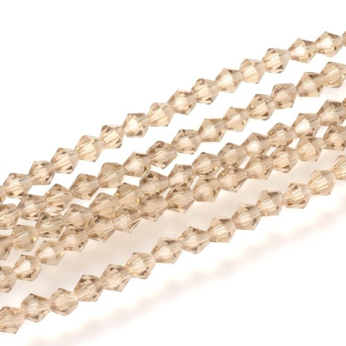 BIC206 Koraliki szklane szlifowane bicone 6mm kryształki sznur 45szt j.brzoskwiniowe