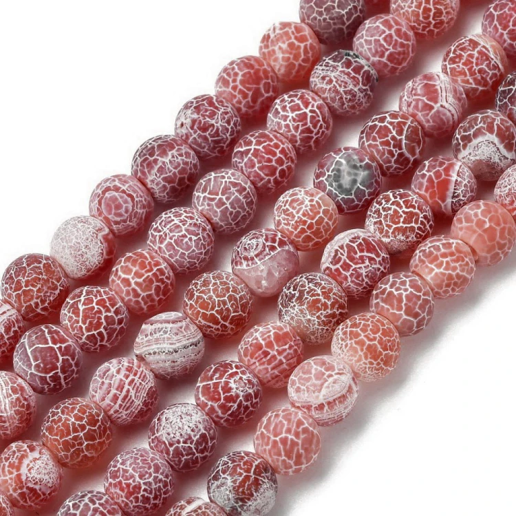 AGT134 Agt trawiony szroniony kamień naturalny koraliki kule 6mm sznur 62szt.