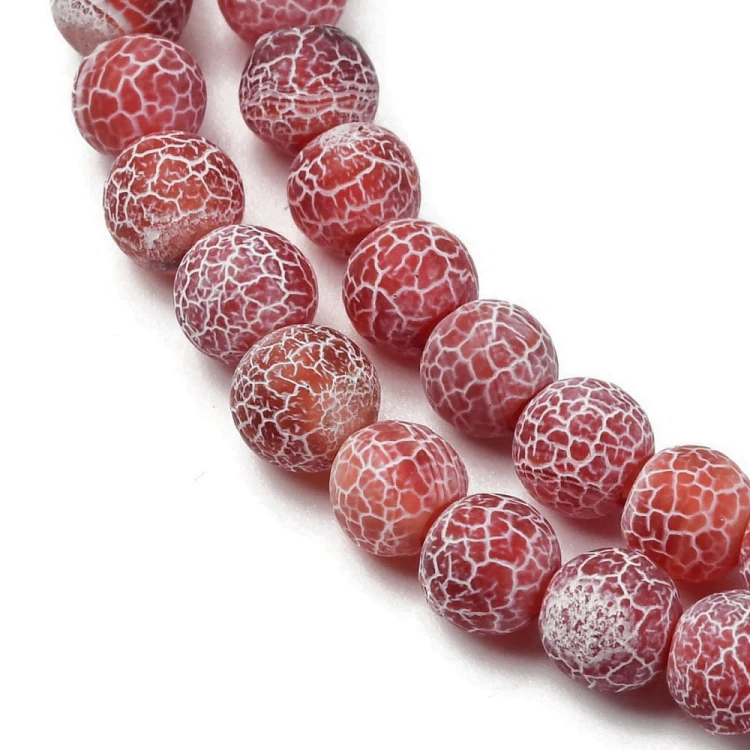 AGT134 Agt trawiony szroniony kamień naturalny koraliki kule 6mm sznur 62szt.
