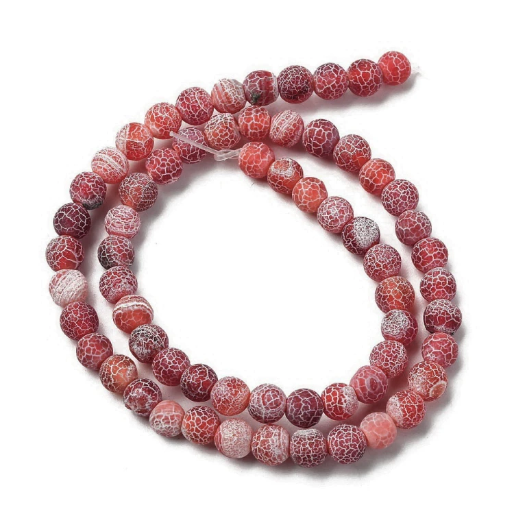 AGT134 Agt trawiony szroniony kamień naturalny koraliki kule 6mm sznur 62szt.