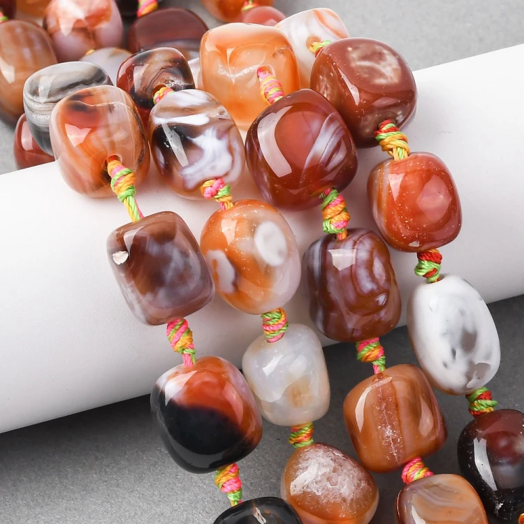 AGP168 Agat ognisty Fire Crackle kamień naturalny koraliki bryłki 14x12mm-20x16mm nuggets sznur 17szt