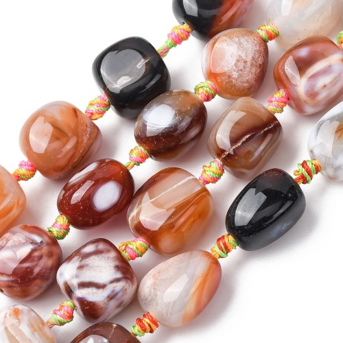 AGP168 Agat ognisty Fire Crackle kamień naturalny koraliki bryłki 14x12mm-20x16mm nuggets sznur 17szt